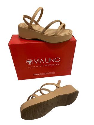 Imagem de Sandália via uno 849003 tira em strass salto flatform 5 cm