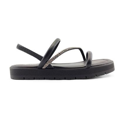 Imagem de Sandalia Via Uno Feminina Preta com Brilho Strass Flatform