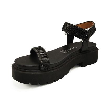 Imagem de Sandália Vizzano Papete Tira Strass Salto Flat Form Tratorado Preto 6499.103