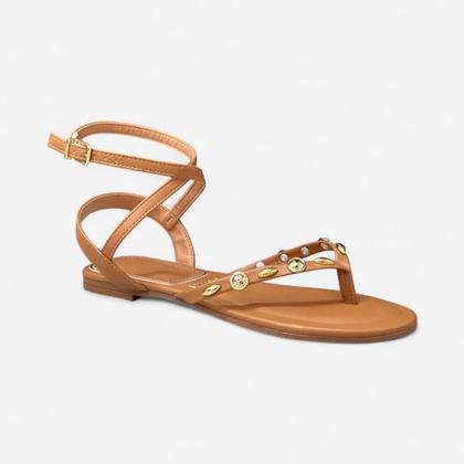Imagem de Sandália Vizzano Rasteira De Dedo Com Enfeites Caramelo