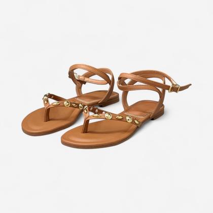 Imagem de Sandália Vizzano Rasteira De Dedo Com Enfeites Caramelo