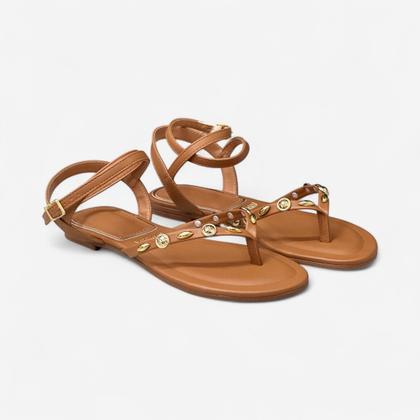 Imagem de Sandália Vizzano Rasteira De Dedo Com Enfeites Caramelo