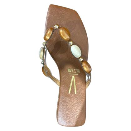 Imagem de Sandália Vizzano Rasteira Flatform Feminina com Pedraria Confortável