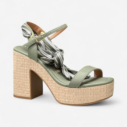 Imagem de Sandália Vizzano Salto Bloco Com Lenço Verde