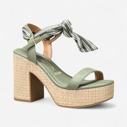 Imagem de Sandália Vizzano Salto Bloco Com Lenço Verde