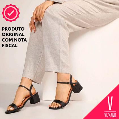 Imagem de Sandália Vizzano Salto Médio Grosso Confortável Feminina Baixo Festa Social Casual Tiras Aberta
