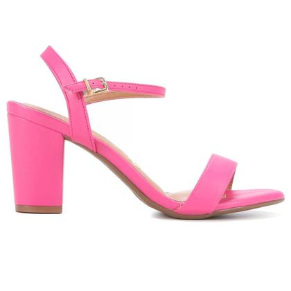 Imagem de Sandália Vizzano Salto Médio Grosso Tira Feminina - Pink