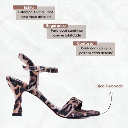 Imagem de Sandália VL Carretel Wild Onça Salto Baixo e Bico Redondo