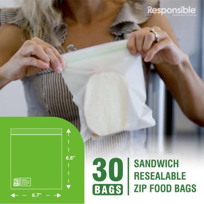 Imagem de Sanduíche compostável Zip Bag Responsible Products (pacote com 30)