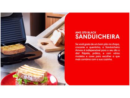 Sanduicheira Amvox AMS 370 Preta 750W - Antiaderente Imagem de Sanduicheira Amvox AMS 370 Preta 750W