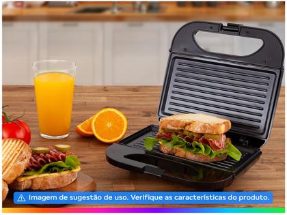Sanduicheira Amvox AMS 370 Preta 750W - Antiaderente Imagem de Sanduicheira Amvox AMS 370 Preta 750W