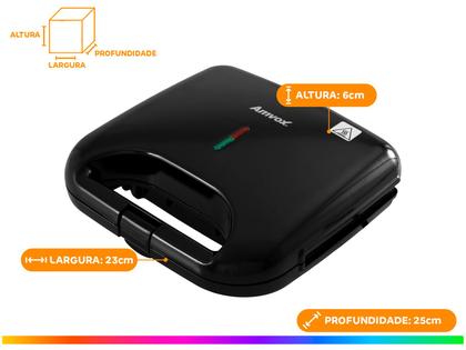Sanduicheira Amvox AMS 370 Preta 750W - Antiaderente Imagem de Sanduicheira Amvox AMS 370 Preta 750W