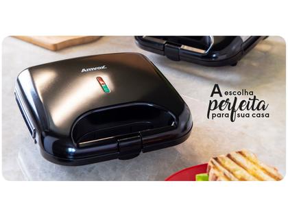 Sanduicheira Amvox AMS 370 Preta 750W - Antiaderente Imagem de Sanduicheira Amvox AMS 370 Preta 750W