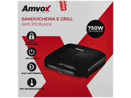 Sanduicheira Amvox AMS 370 Preta 750W - Antiaderente Imagem de Sanduicheira Amvox AMS 370 Preta 750W