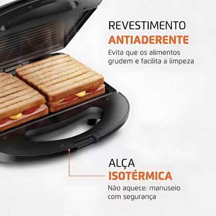 Imagem de Sanduicheira Antiaderente Inox 110v - Para Lanches Rápidos