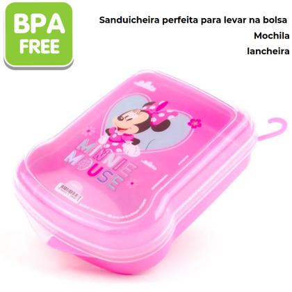 Imagem de Sanduicheira c/ Tampa Minnie Rosa Lanche Escola Infantil