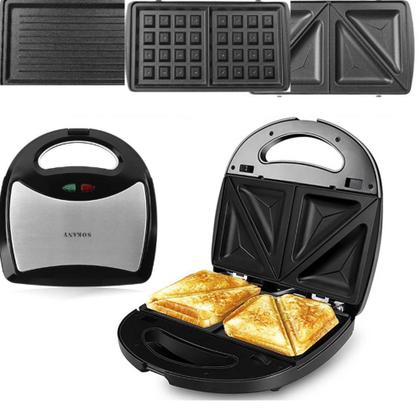 Imagem de Sanduicheira Chapa Compacta Waffles Lanche 3 Em 1 Acabamento Inox