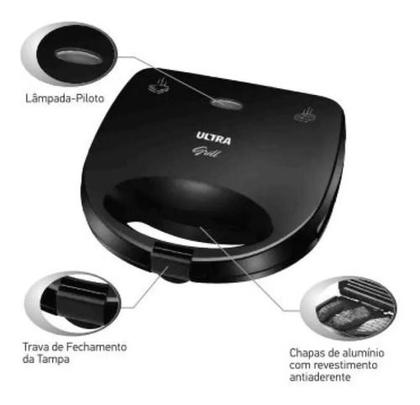 Imagem de Sanduicheira E Grill Antiaderente Ultra S-13 750w Cor Preto Voltagem
