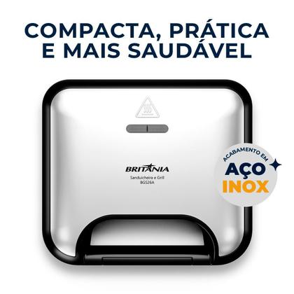 Imagem de Sanduicheira e Grill Britania Inox Ceramica Redstone -