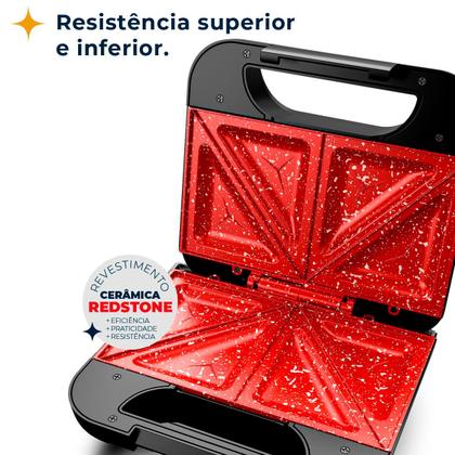 Imagem de Sanduicheira e Grill Britania Inox Ceramica Redstone -