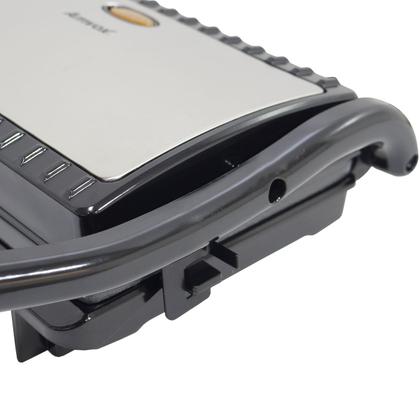 Imagem de Sanduicheira e Grill Elétrica 800W Lanches Dupla Antiaderente Grelhados Amvox Ams 800 Inox