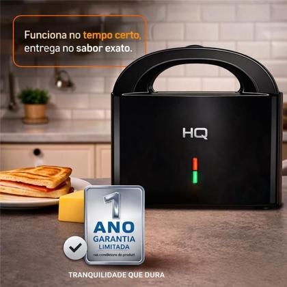 Imagem de Sanduicheira e Grill HQ 750W Antiaderente Preto HQ-SG004