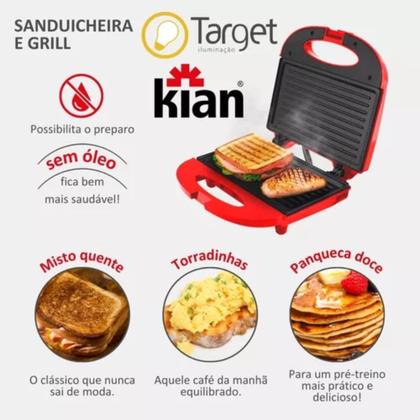 Imagem de Sanduicheira e Grill Kian Vermelha