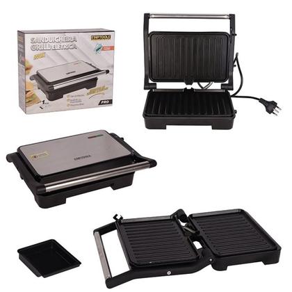 Imagem de Sanduicheira Elétrica Grill Chapa Torradeira 1000w 127v e 220v Inox
