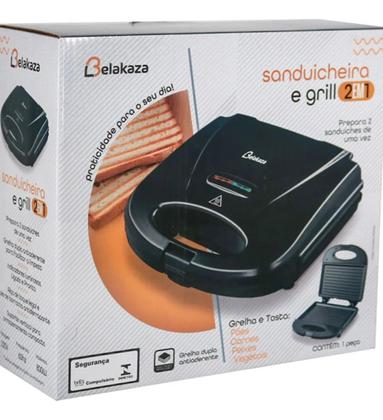 Imagem de Sanduicheira Grill 2 Em 1 Lanche Chapa Tostex Misteira Belakaza 800w Cor Preto