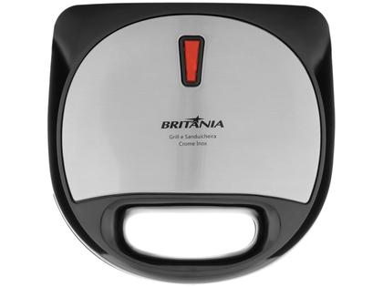 Imagem de Sanduicheira Grill Britânia Preto e Cinza 750W Antiaderente Crome