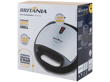 Imagem de Sanduicheira Grill Britânia Preto e Cinza 750W Antiaderente Crome