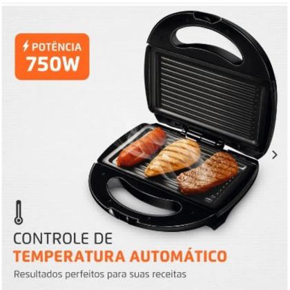 Imagem de Sanduicheira Grill Elétrica Mondial S12 2 em 1 Antiaderente 750W Lâmpada Piloto - 110V