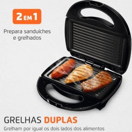 Imagem de Sanduicheira Grill Elétrica Mondial S12 2 em 1 Antiaderente 750W Lâmpada Piloto - 110V