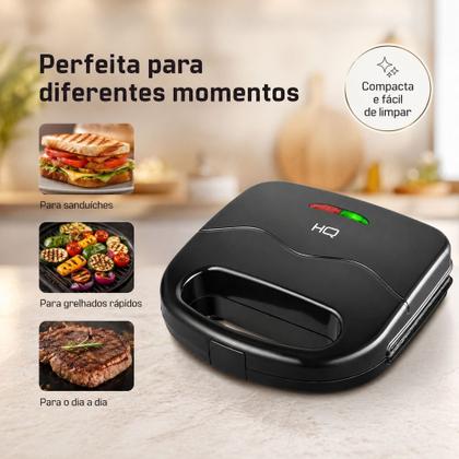 Imagem de Sanduicheira Grill Elétrico HQ 750W Antiaderente Preta HQSG003 220V