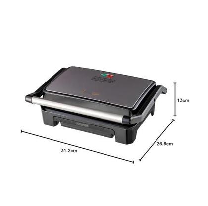 Imagem de Sanduicheira grill elétrico inox 800w black decker com prensa multiuso g1200 127v