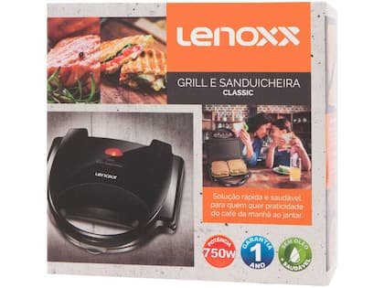 Imagem de Sanduicheira Grill Misteira Antiaderente Classic Cor Preto 127V PSD117_127 Lenoxx