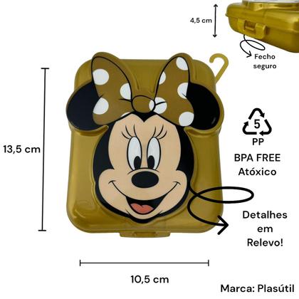 Imagem de Sanduicheira Infantil Minnie Mouse 3D Dourada Escola Relevo