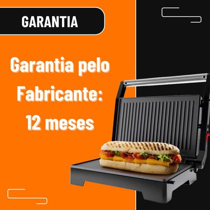 Imagem de Sanduicheira Mini Grill Elétrico Oster Inox 2 em 1 com Chapas Ondulada e Lisa, Potência de 1000W Abertura 180 Graus OGRL230 220V