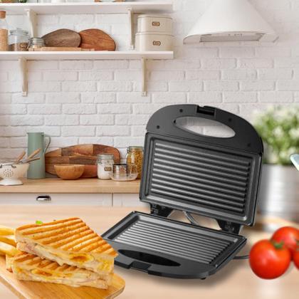Imagem de Sanduicheira Misteira Tostequeira Tostex Mini Grill Chapa Dupla Elétrica Cook Multilaser 110V