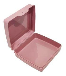 Imagem de Sanduicheira Organizadora  C/Trava 12x4Cm Plástico Rosa