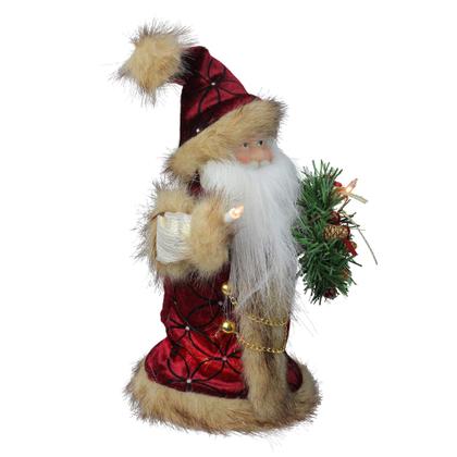 Imagem de Santa Treetop Kurt Adler Borgonha/Marrom 25 cm com 10 luzes