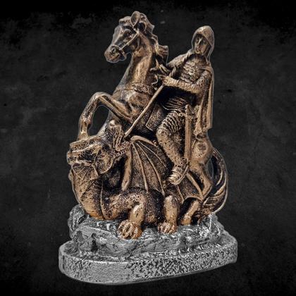 Imagem de São Jorge No Cavalo Guerreiro Estatueta Decoração De Resina