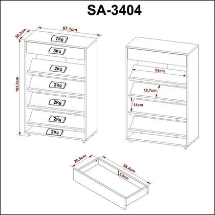 Imagem de Sapateira 1 Gaveta 5 Prateleiras SA3404 Branco