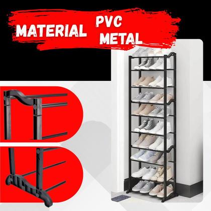 Imagem de Sapateira 10 Andares Vertical Grande Organizador de Sapatos Tênis Chinelos Multiuso Entrada Hall Quarto Closet Prática Resistente