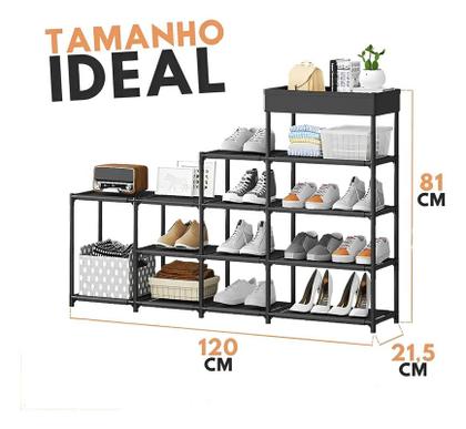 Imagem de Sapateira 5 Andares Portátil TNT 12kg Organizador de Sapatos Compacta Desmontável Fácil Montagem Pequenos Espaços