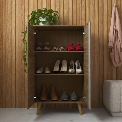 Imagem de Sapateira Armário Multiuso com 2 Portas e 3 Prateleiras Organizador para Hall e Entrada Tênis Sapato