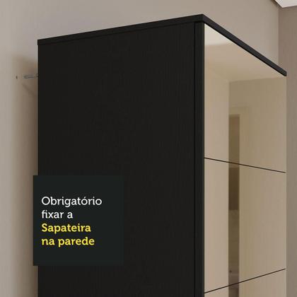 Imagem de Sapateira Armário Multiúso Madesa Isis 1 Porta com Espelhos - Preto