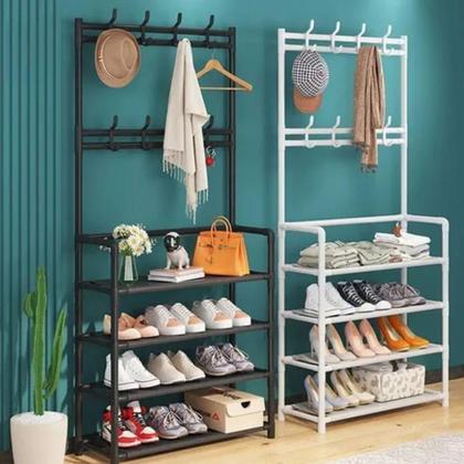 Imagem de Sapateira cabideiro arara multifuncional preta roupas sapato