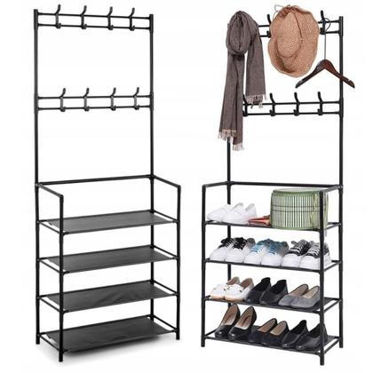 Imagem de Sapateira cabideiro arara multifuncional preta roupas sapato