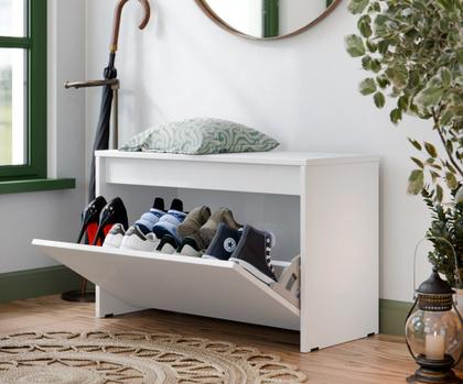 Imagem de Sapateira Caixa Multiuso Sapatos Quarto Banco Sentar Calçadeira para Hall de Entrada Retrô Decoração Charme 1 Porta
